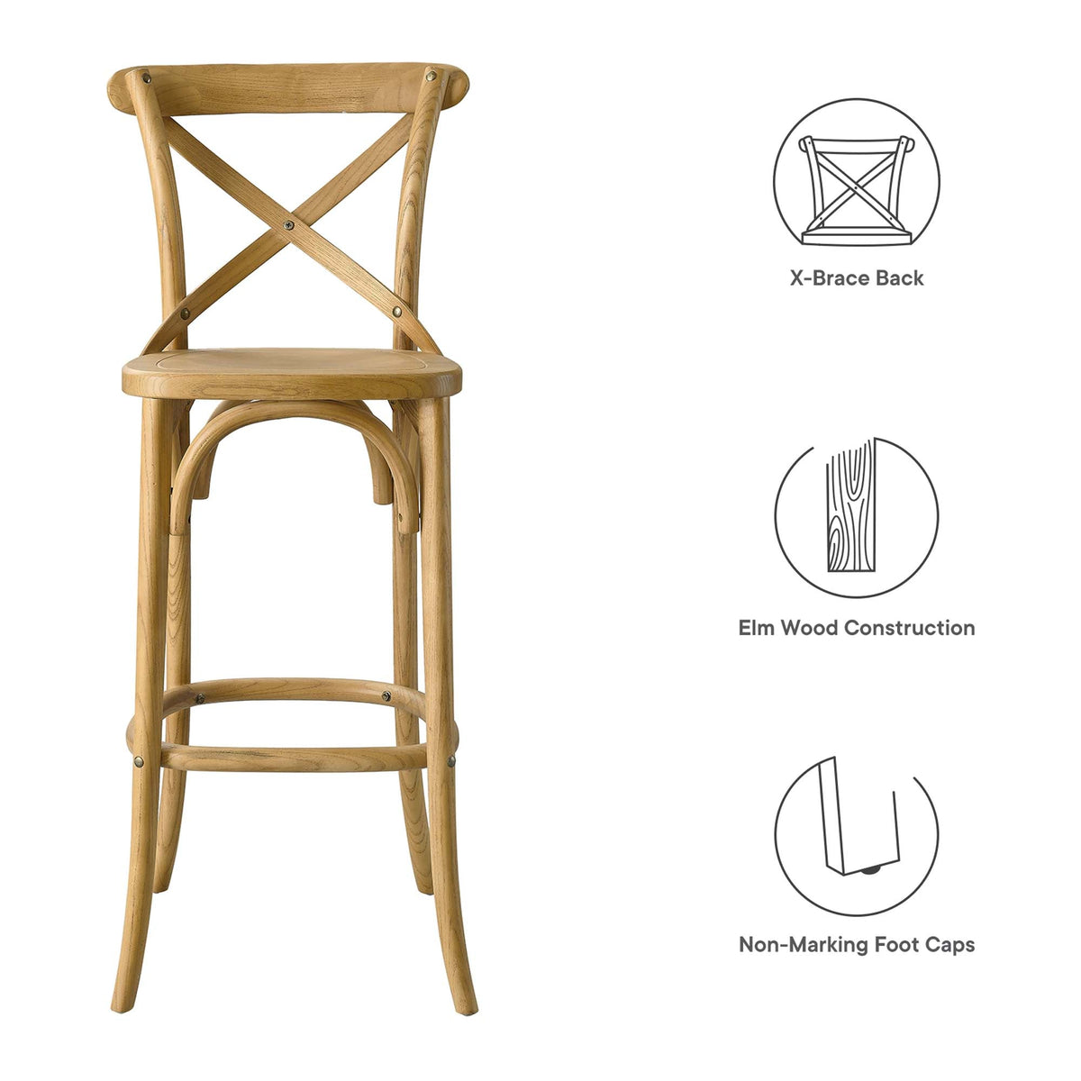 Gear Bar Stool by Modway - Black / Gray / Midnight Blue / Natural / Walnut / White (EEI-5563)
