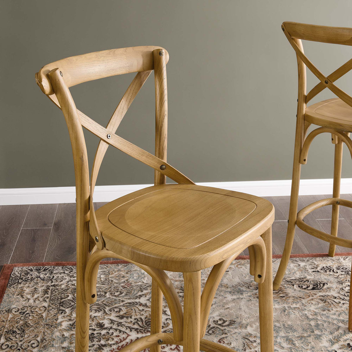 Gear Bar Stool by Modway - Black / Gray / Midnight Blue / Natural / Walnut / White (EEI-5563)