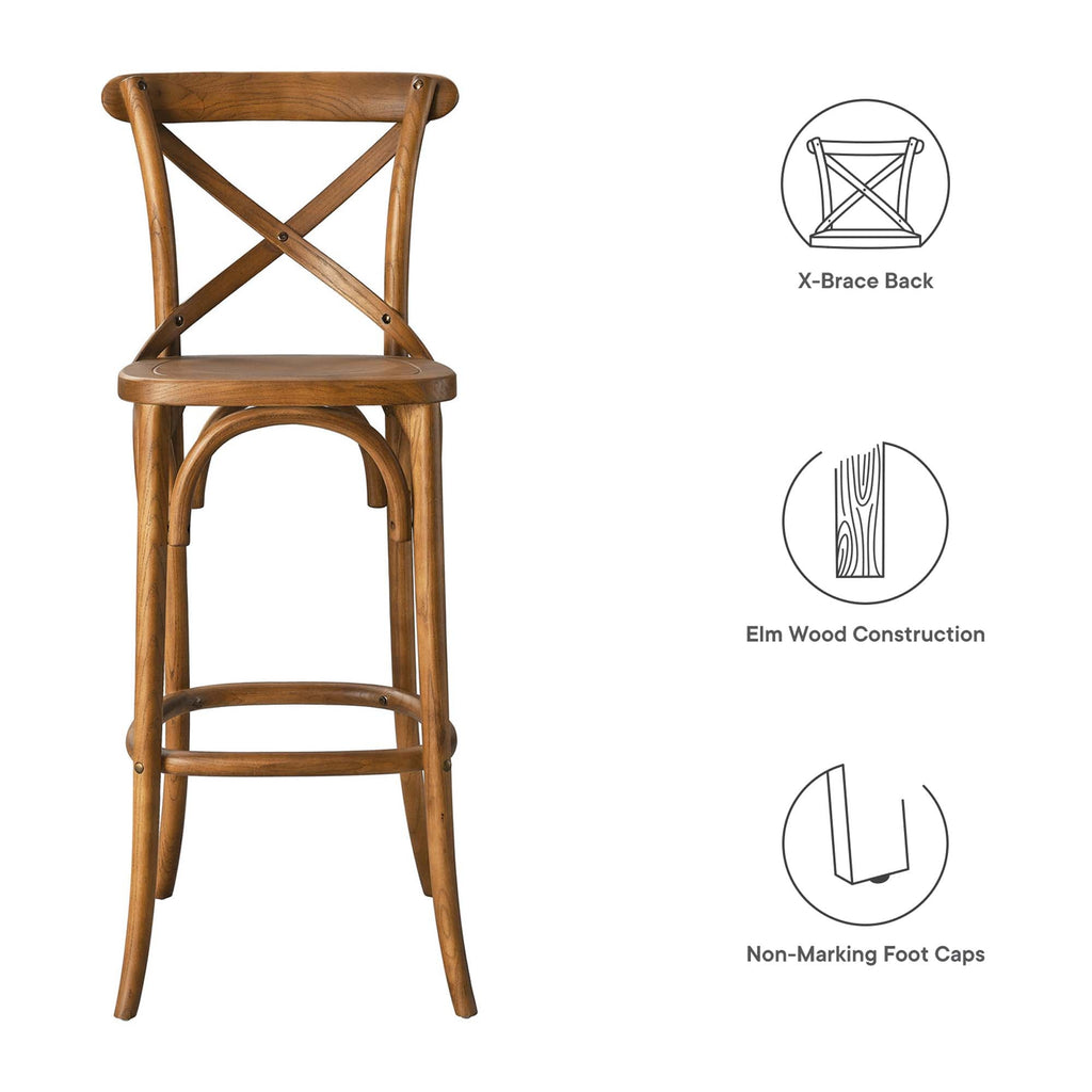 Gear Bar Stool by Modway - Black / Gray / Midnight Blue / Natural / Walnut / White (EEI-5563)