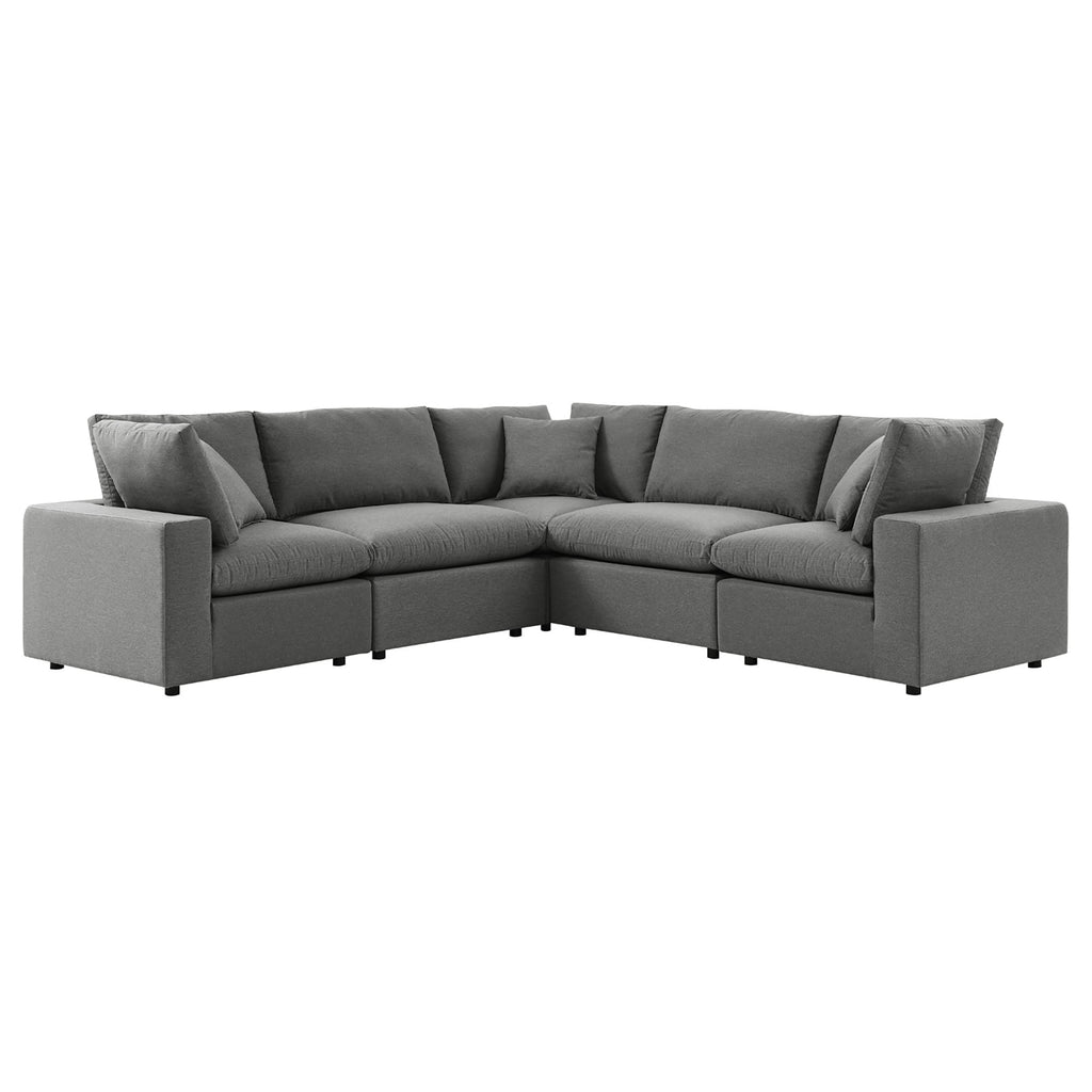 Commix 5-Piece Outdoor Patio Sectional Sofa by Modway - Charcoal / White (EEI-5589)