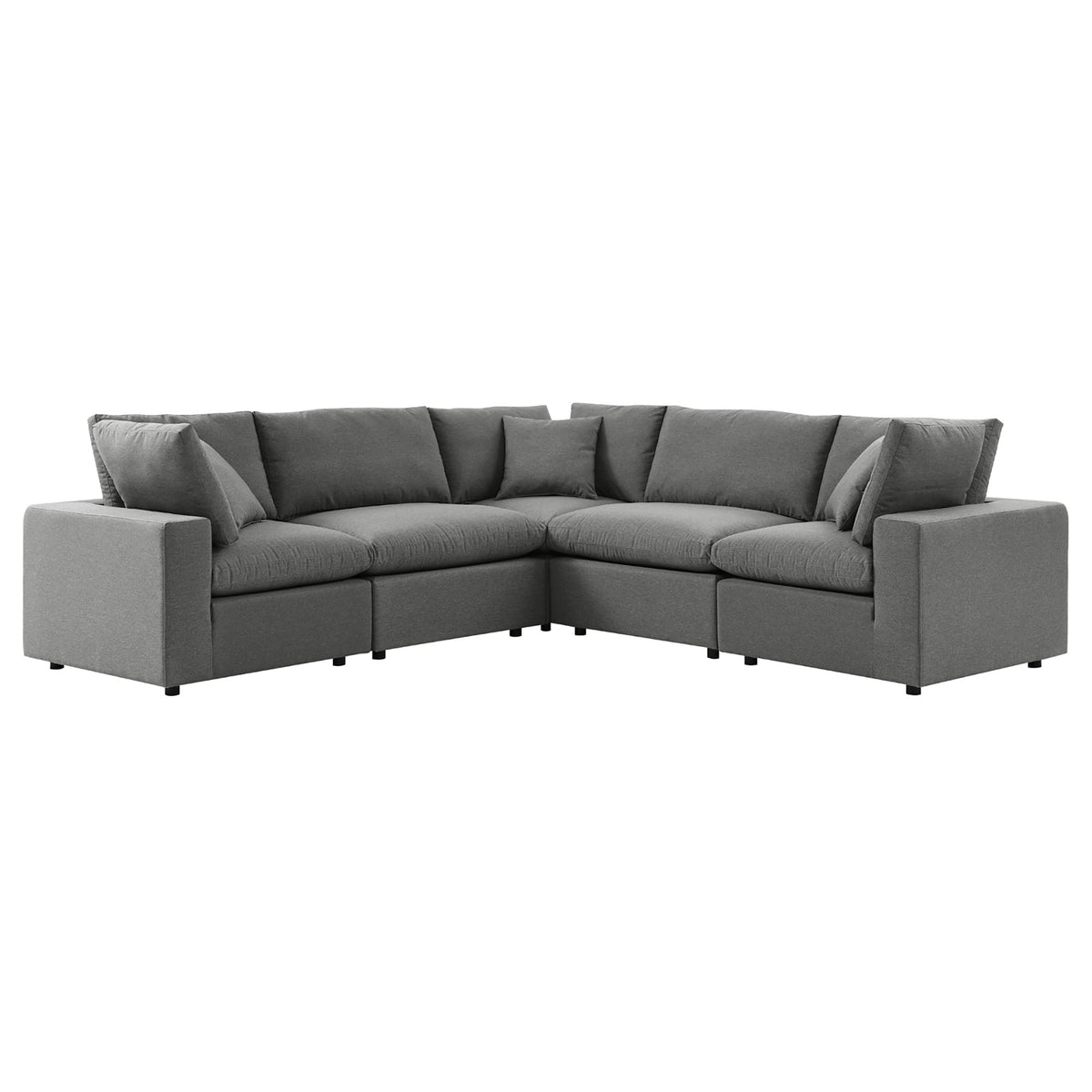 Commix 5-Piece Outdoor Patio Sectional Sofa by Modway - Charcoal / White (EEI-5589)