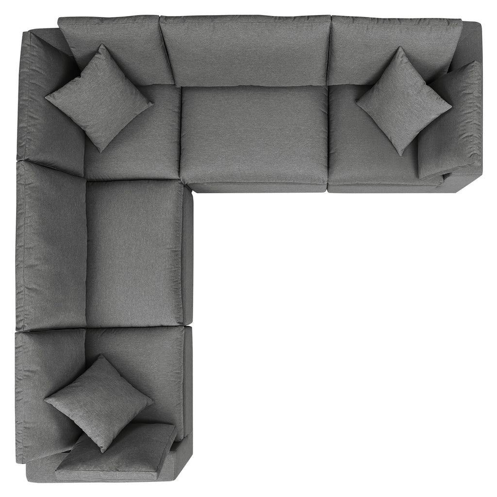 Commix 5-Piece Outdoor Patio Sectional Sofa by Modway - Charcoal / White (EEI-5589)