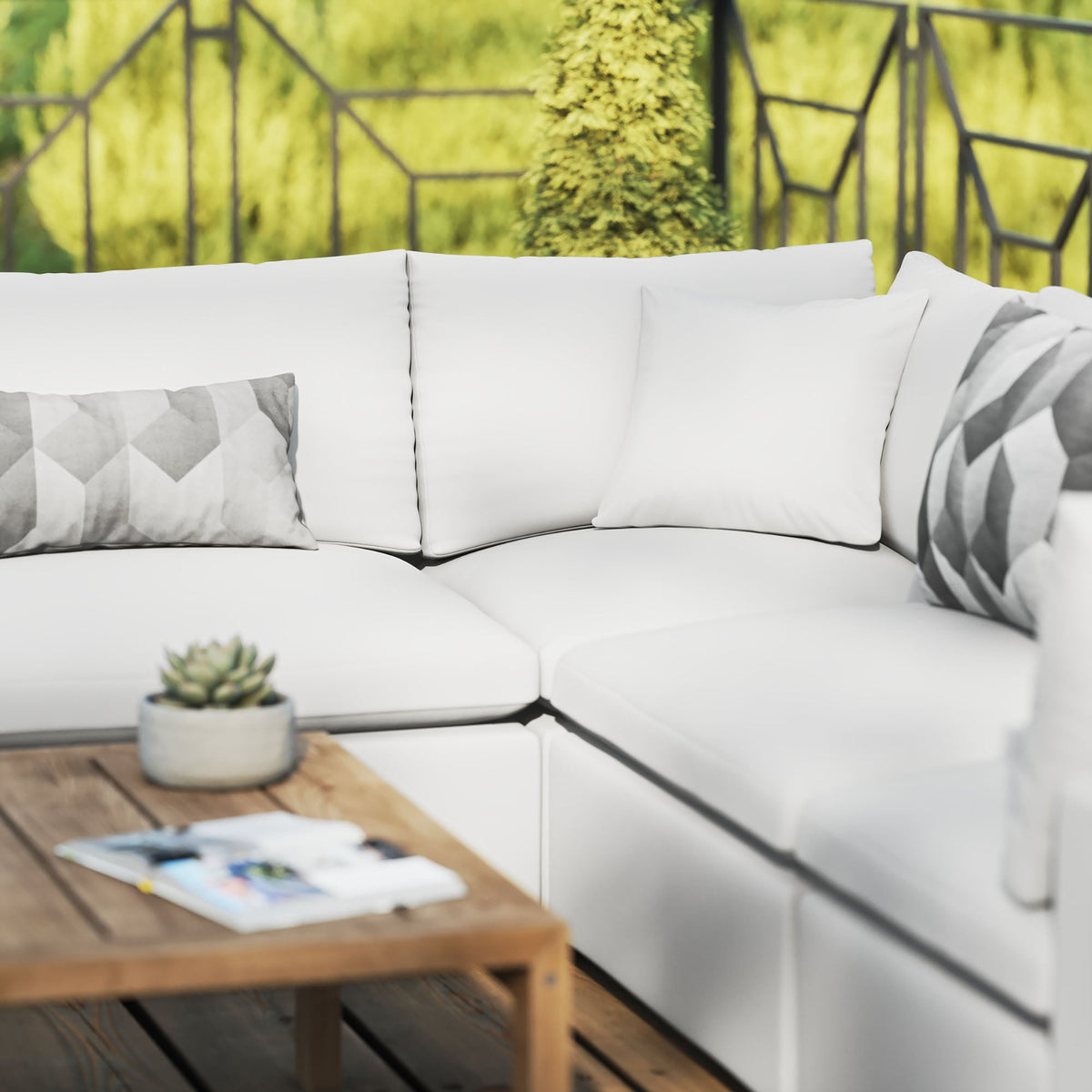 Commix 5-Piece Outdoor Patio Sectional Sofa by Modway - Charcoal / White (EEI-5589)