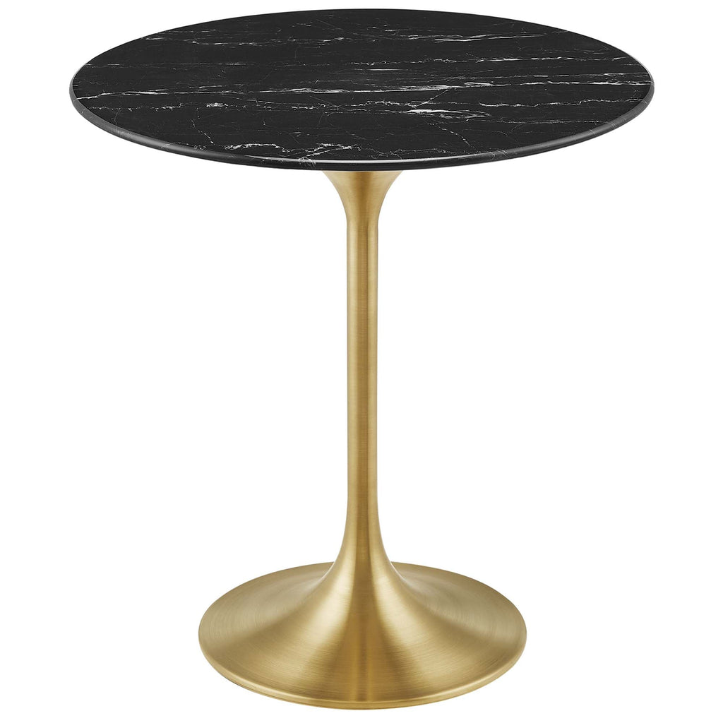 Lippa 20" Round Faux Marble Side Table by Modway - Gold Black / Gold White