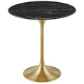 Lippa 20" Round Faux Marble Side Table by Modway - Gold Black / Gold White