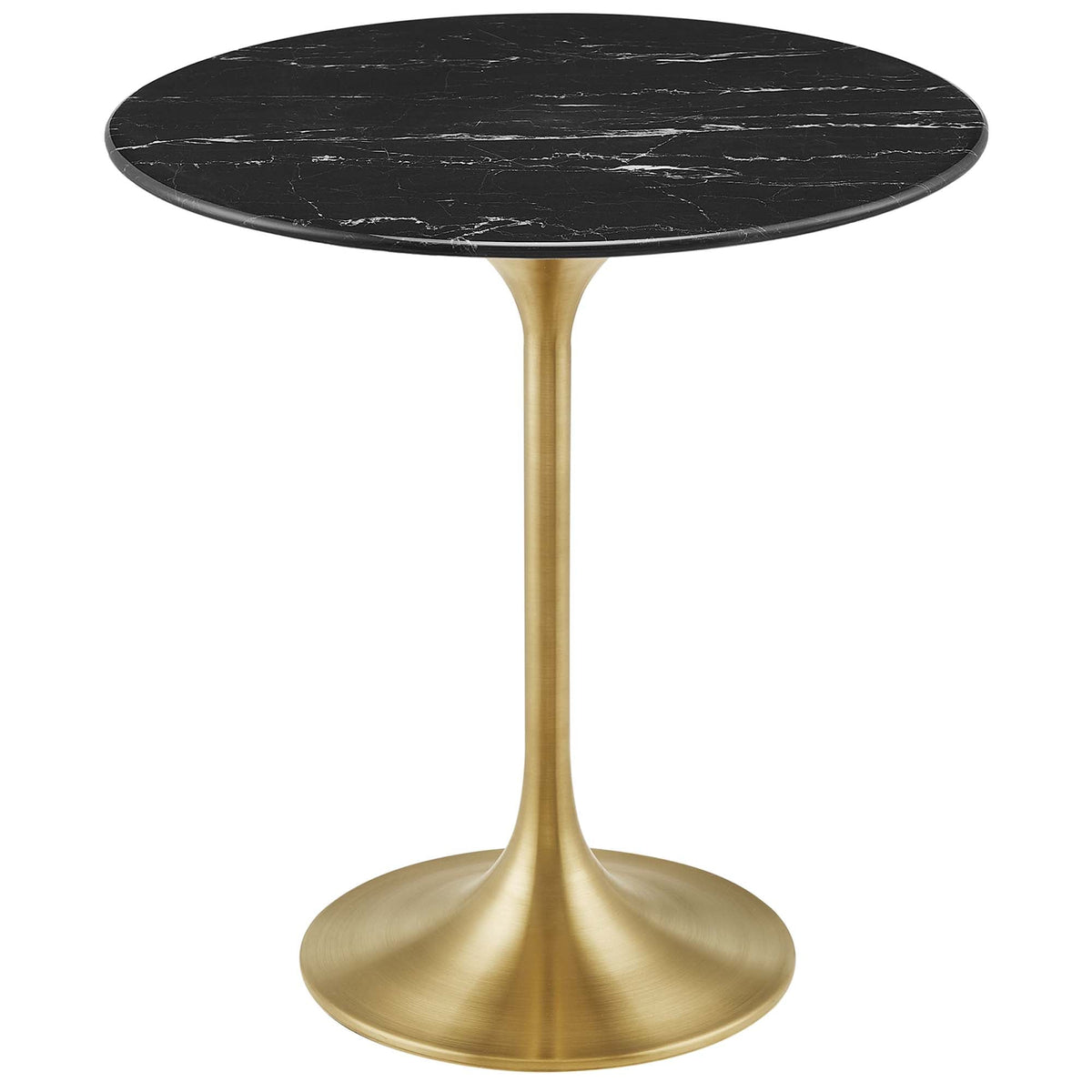Lippa 20" Round Faux Marble Side Table by Modway - Gold Black / Gold White
