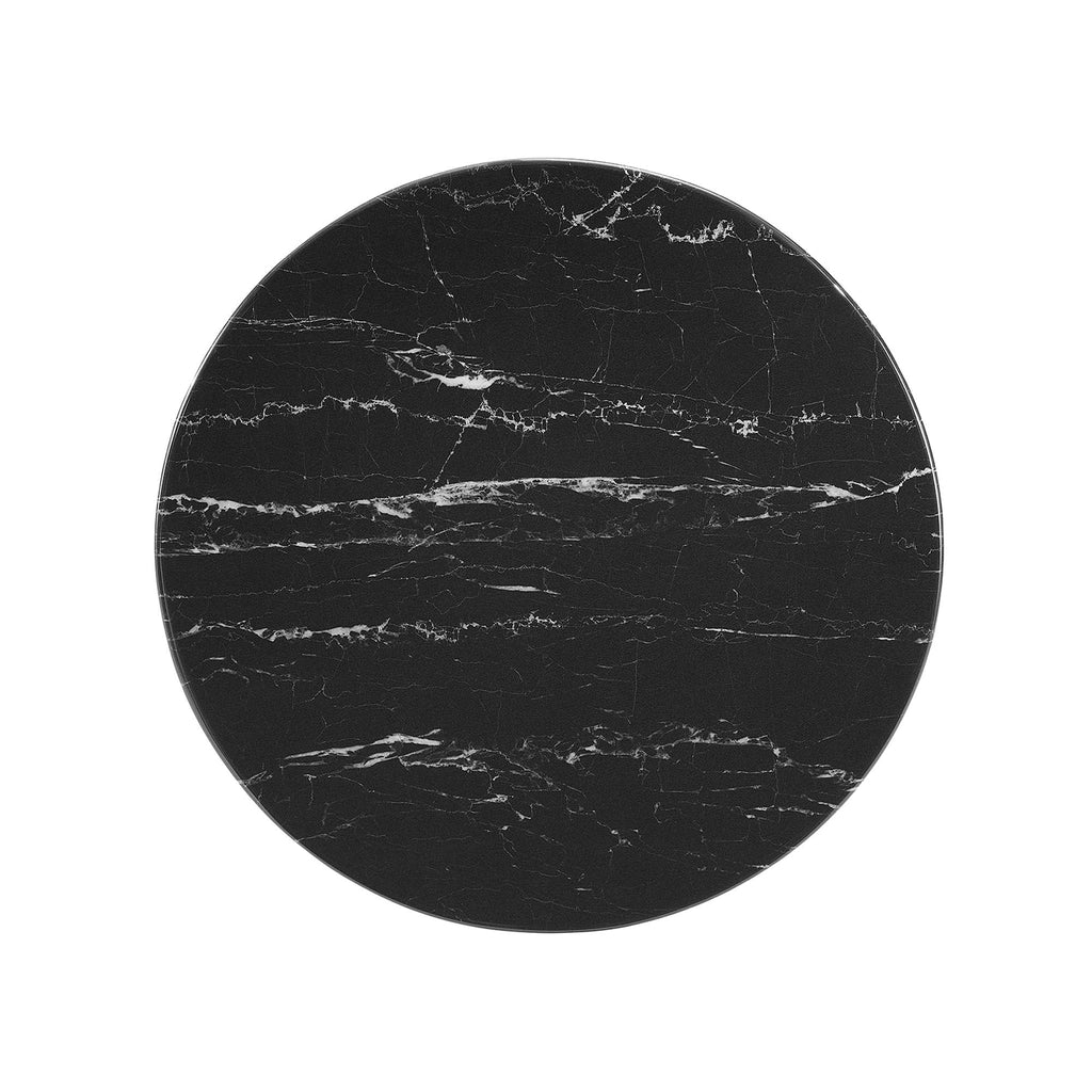 Lippa 20" Round Faux Marble Side Table by Modway - Gold Black / Gold White