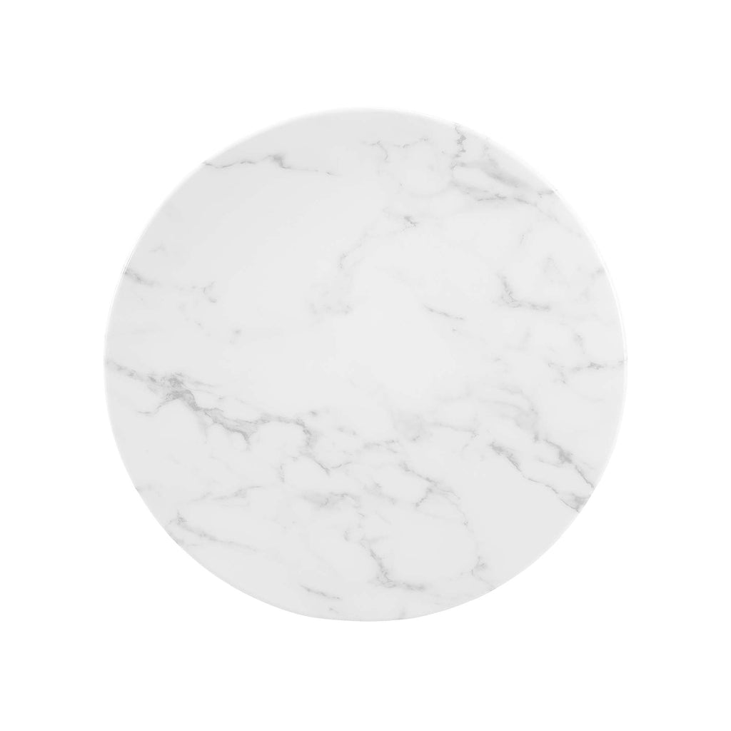 Lippa 20" Round Faux Marble Side Table by Modway - Gold Black / Gold White