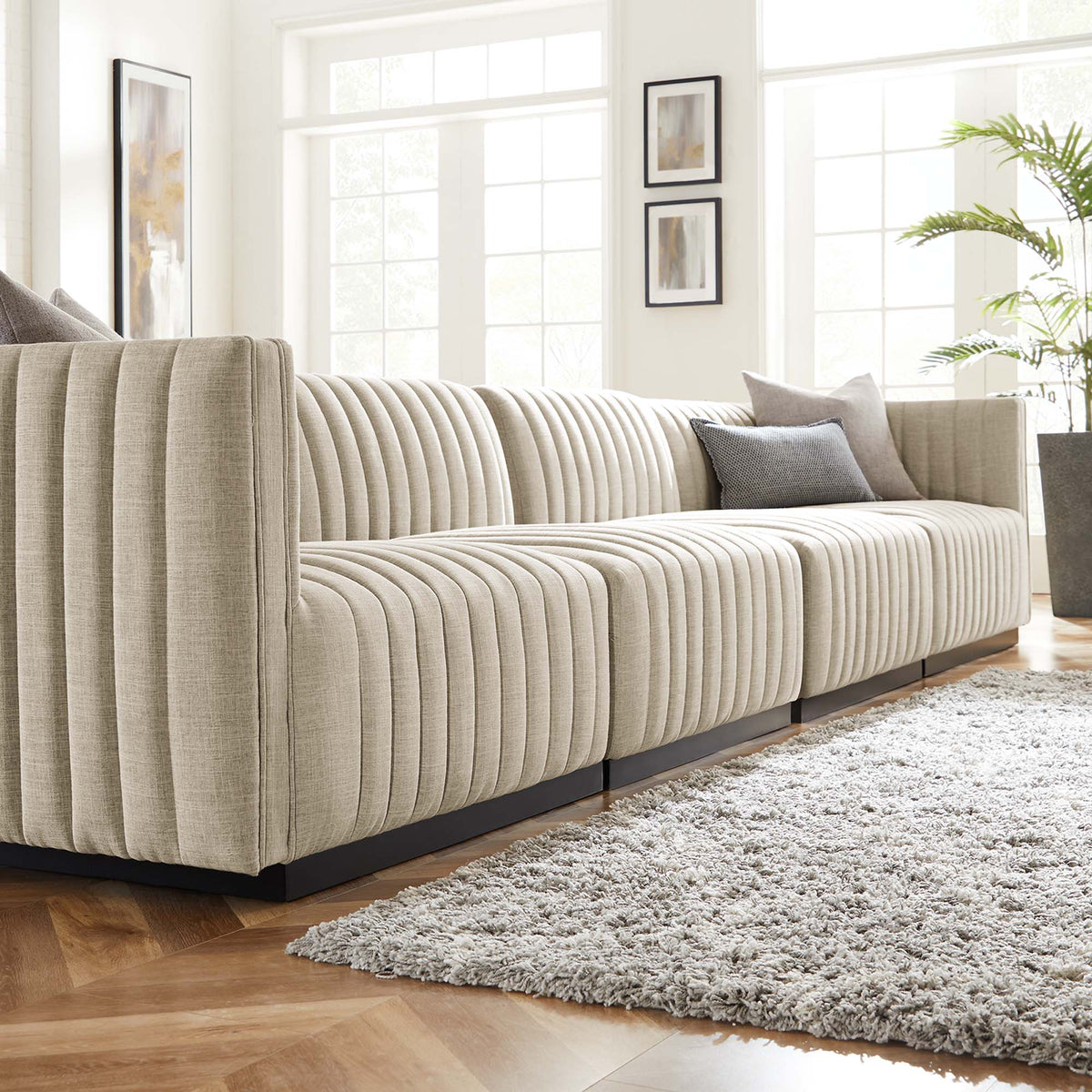 Conjure 4-Piece Channel Tufted Upholstered Fabric Sofa by Modway