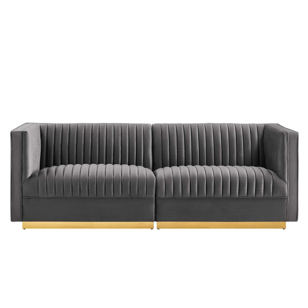 Sanguine Channel Tufted Performance Velvet Modular Sectional Sofa Loveseat by Modway