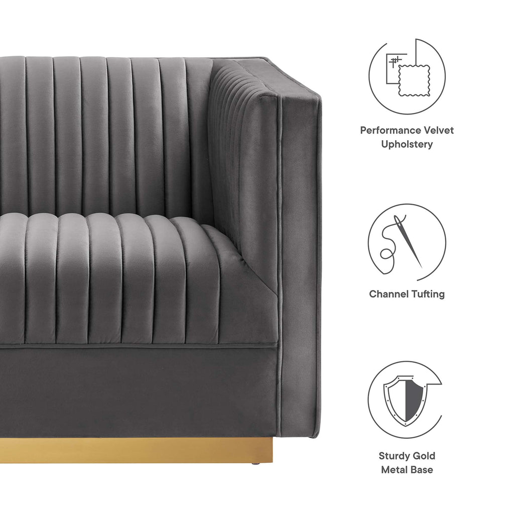 Sanguine 5-Piece Channel Tufted Performance Velvet Right-Facing Modular Sectional Sofa by Modway