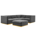 Sanguine 5-Piece Channel Tufted Performance Velvet Right-Facing Modular Sectional Sofa by Modway