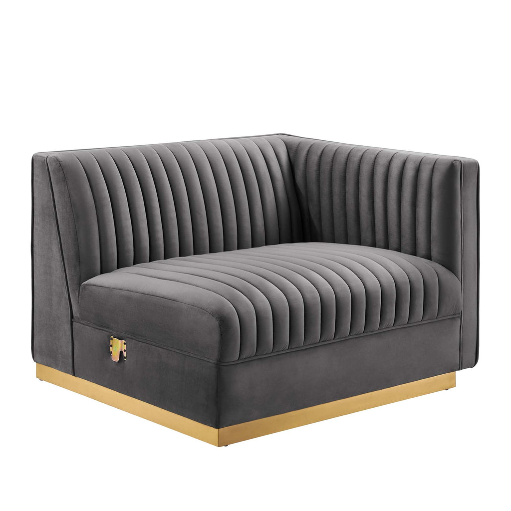 Sanguine 7-Piece Channel Tufted Performance Velvet Right-Facing Modular Sectional Sofa by Modway