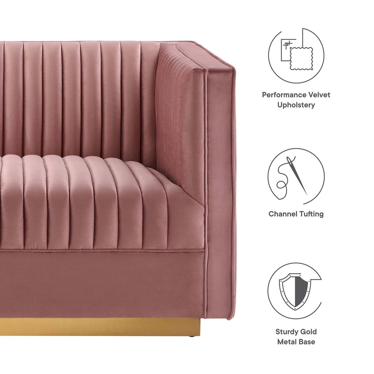 Sanguine 6-Piece Channel Tufted Performance Velvet Modular Sectional Sofa by Modway