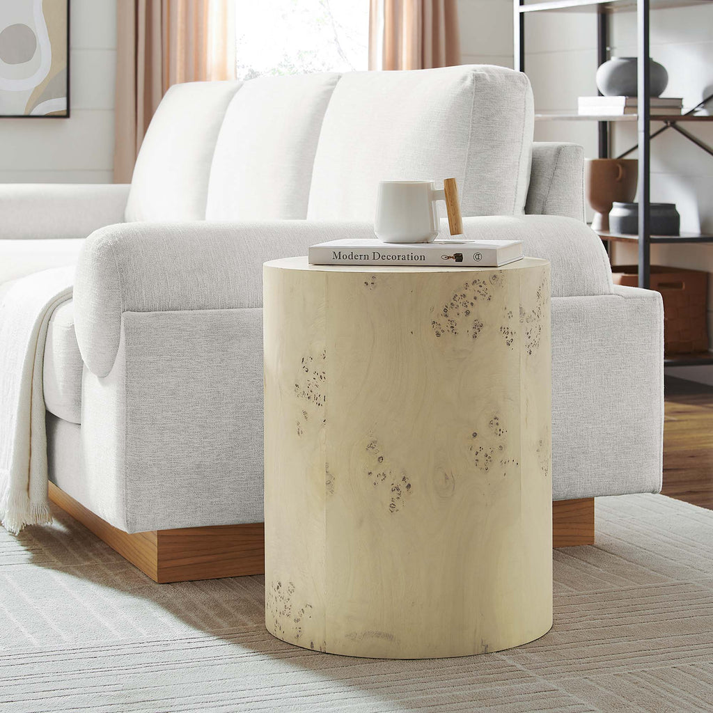Cosmos 16" Round Burl Wood Side Table by Modway