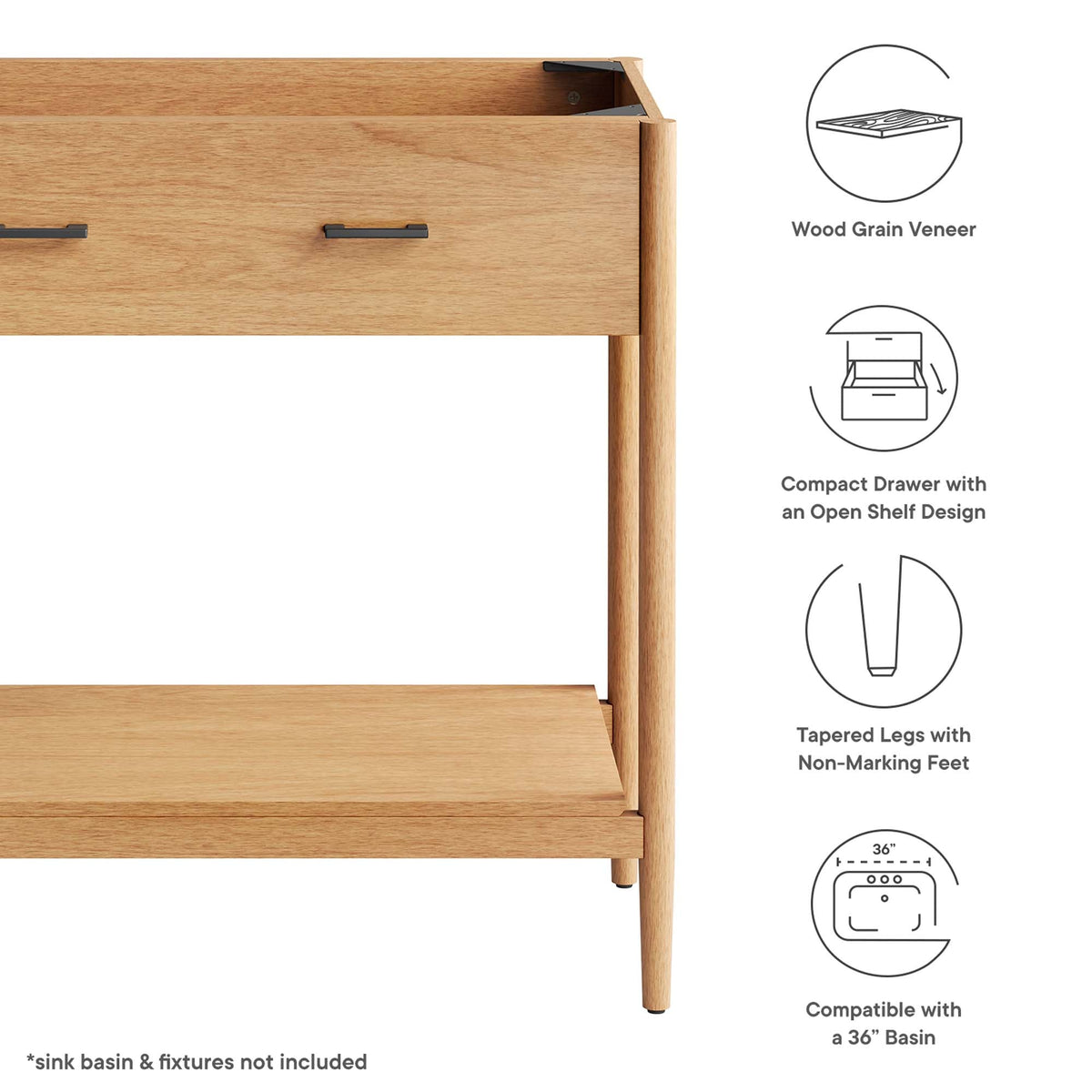 Zaire 36" Bathroom Vanity Cabinet (Sink Basin Not Included) by Modway