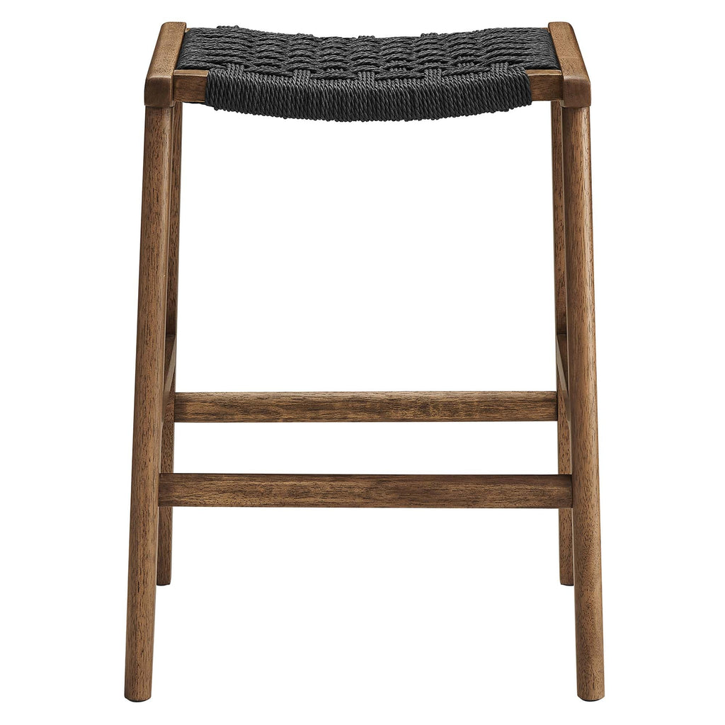 Saoirse Woven Rope Wood Counter Stool Set of 2 by Modway