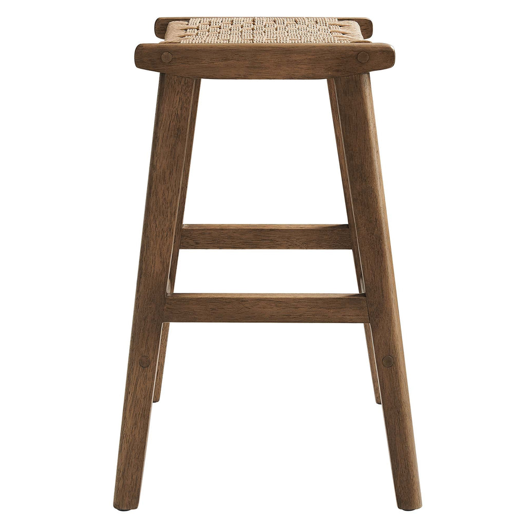 Saoirse Woven Rope Wood Counter Stool Set of 2 by Modway