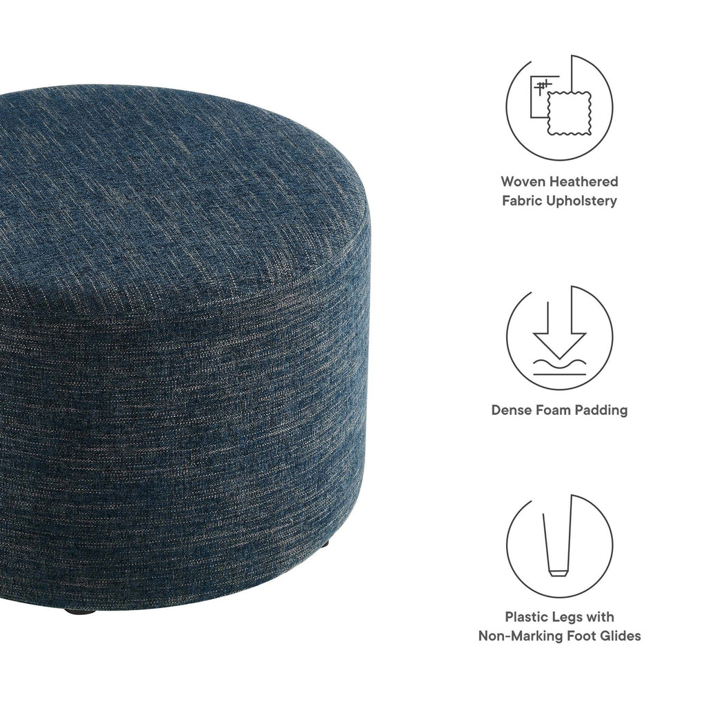 Callum Large 23" Round Woven Heathered Fabric Upholstered Ottoman by Modway