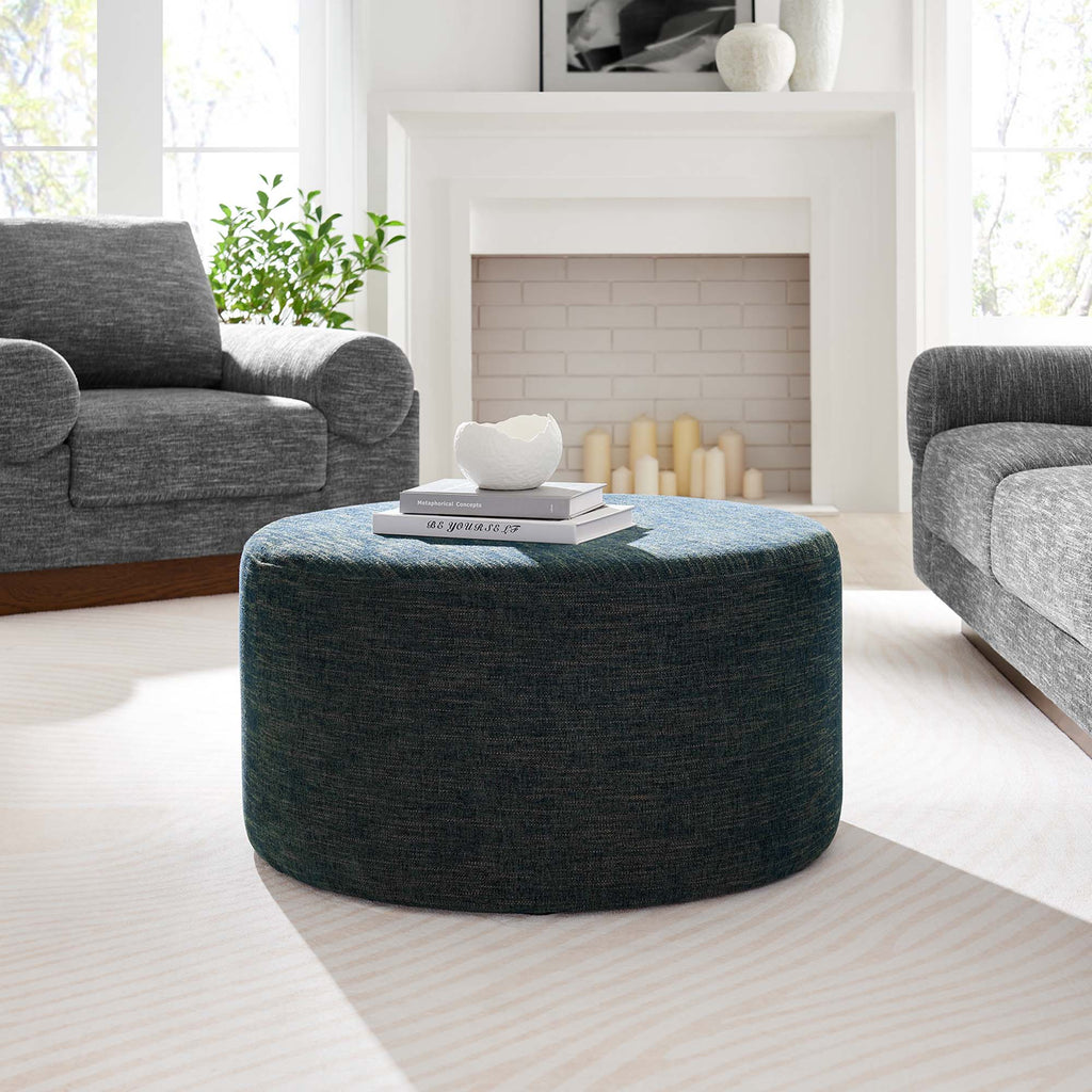 Callum Large 23" Round Woven Heathered Fabric Upholstered Ottoman by Modway