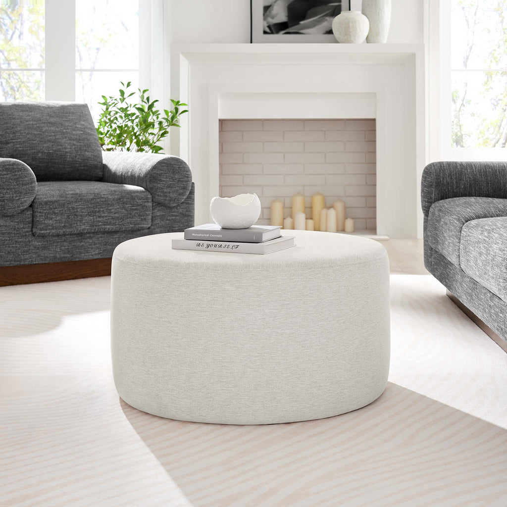 Callum Large 23" Round Woven Heathered Fabric Upholstered Ottoman by Modway
