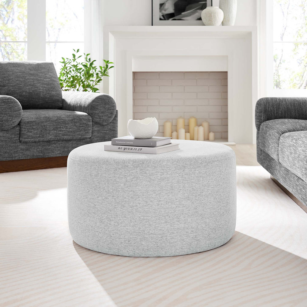 Callum Large 23" Round Woven Heathered Fabric Upholstered Ottoman by Modway