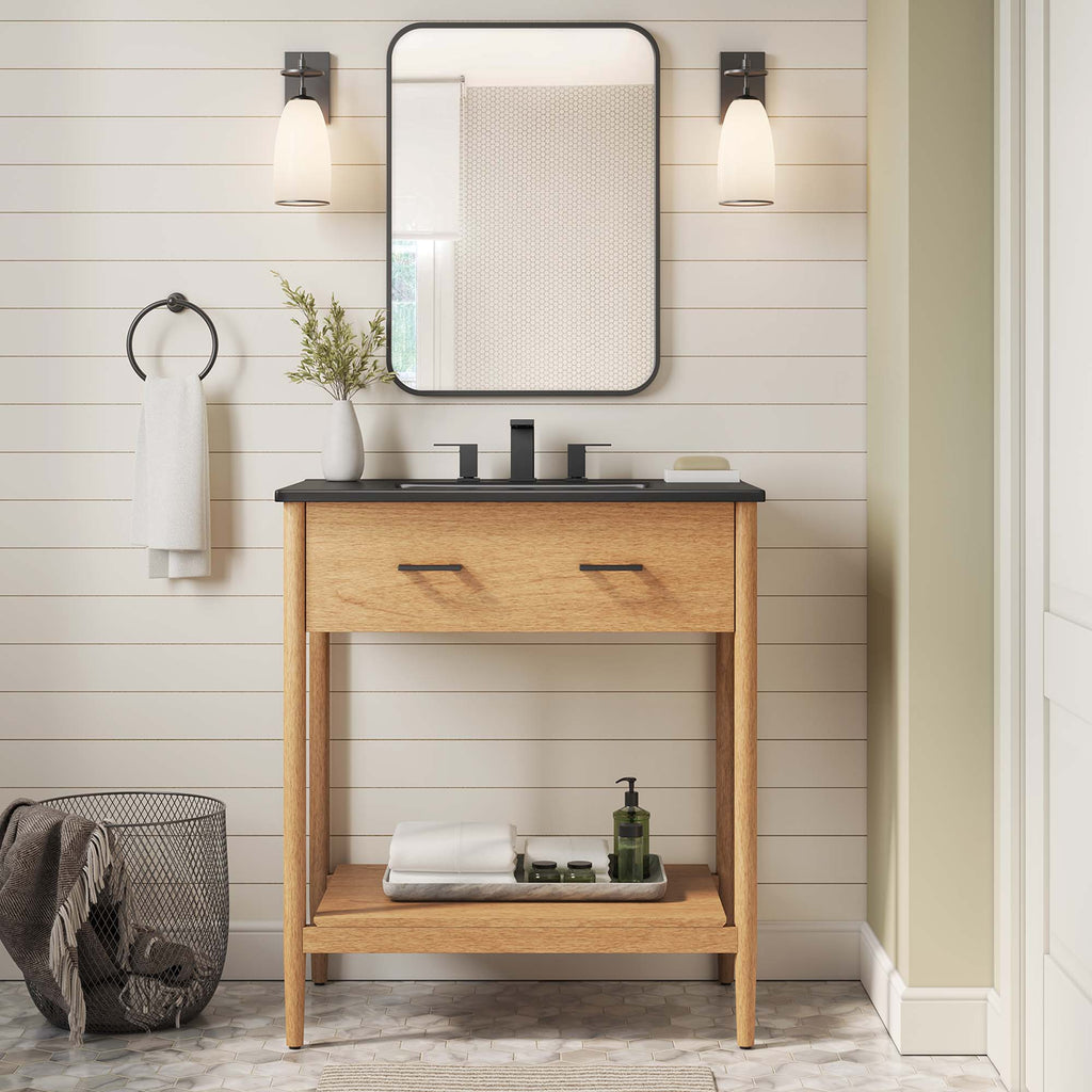 Zaire 30" Bathroom Vanity by Modway - Natural Black / Walnut Black