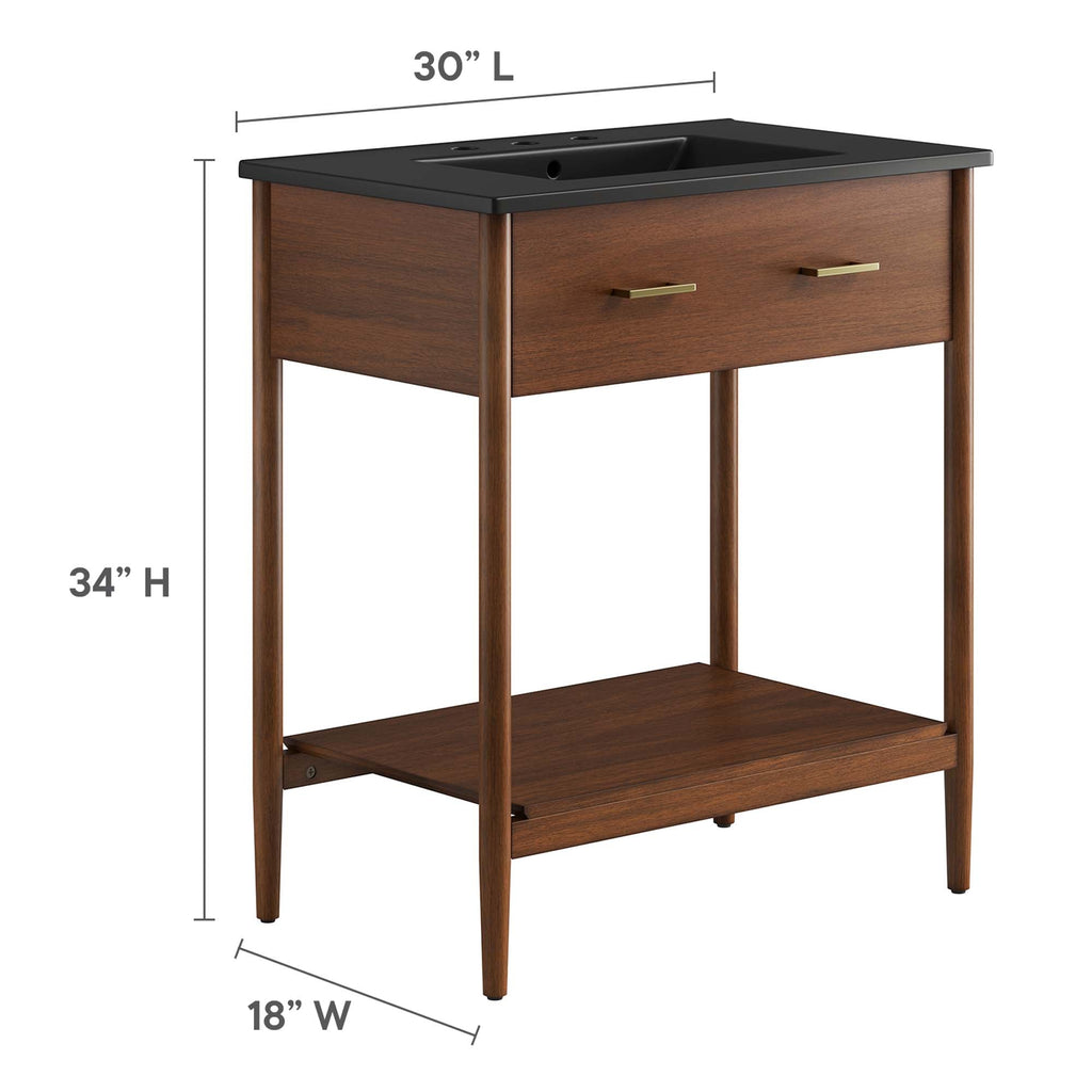 Zaire 30" Bathroom Vanity by Modway - Natural Black / Walnut Black