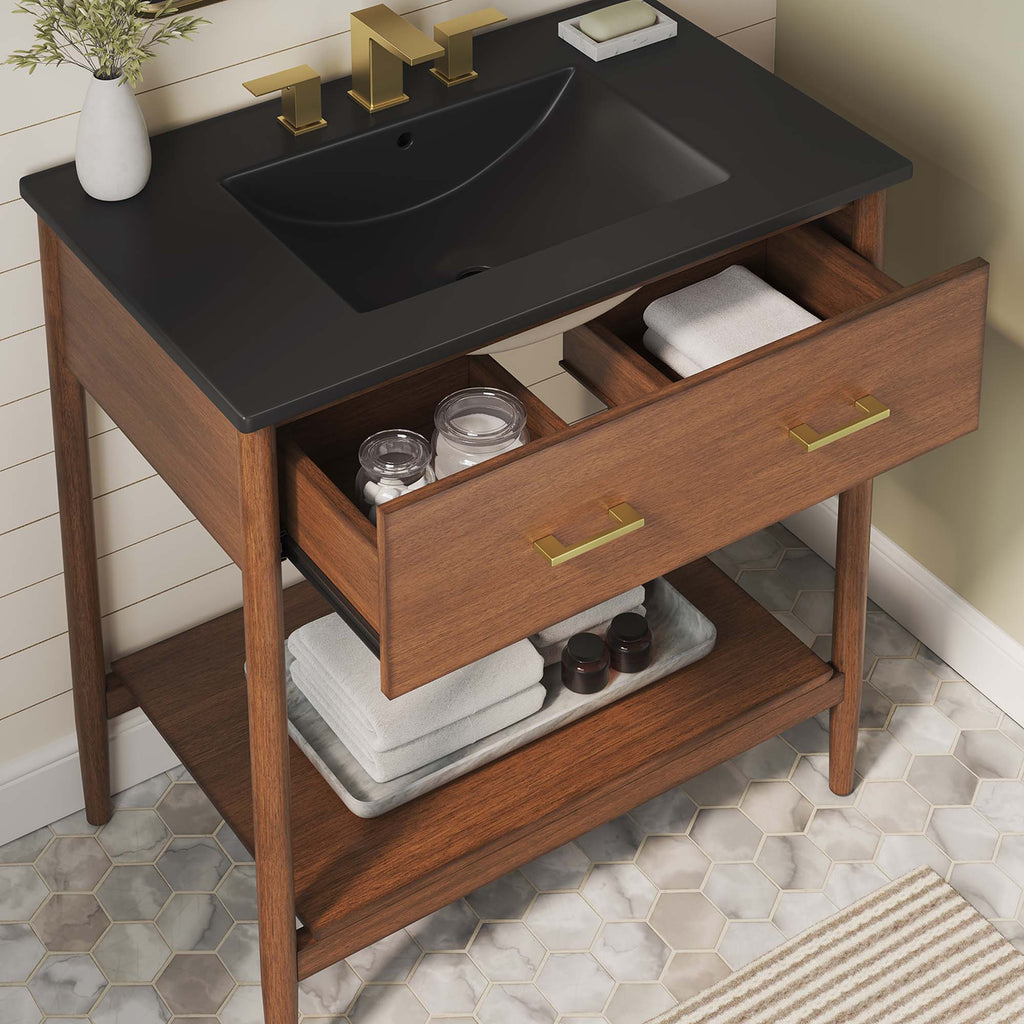 Zaire 30" Bathroom Vanity by Modway - Natural Black / Walnut Black