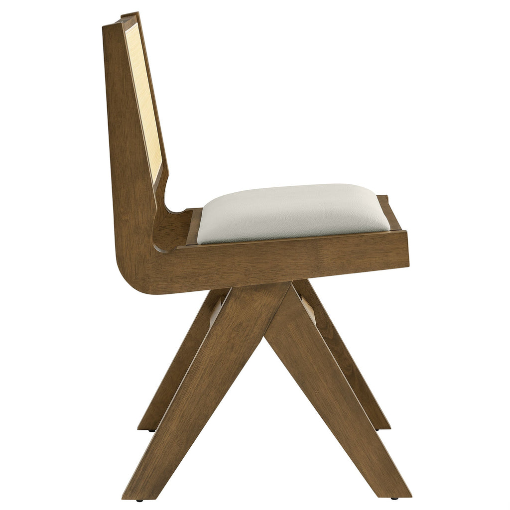 Thera Vegan Leather and Cane Dining Side Chairs Set of 2 by Modway