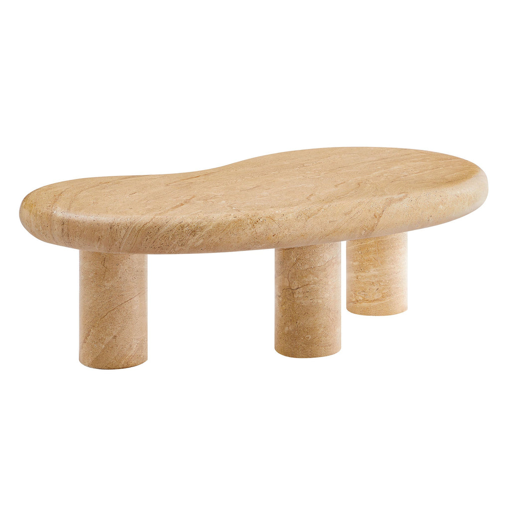 Elowen Indoor Outdoor Patio Textured Faux Travertine Coffee Table
