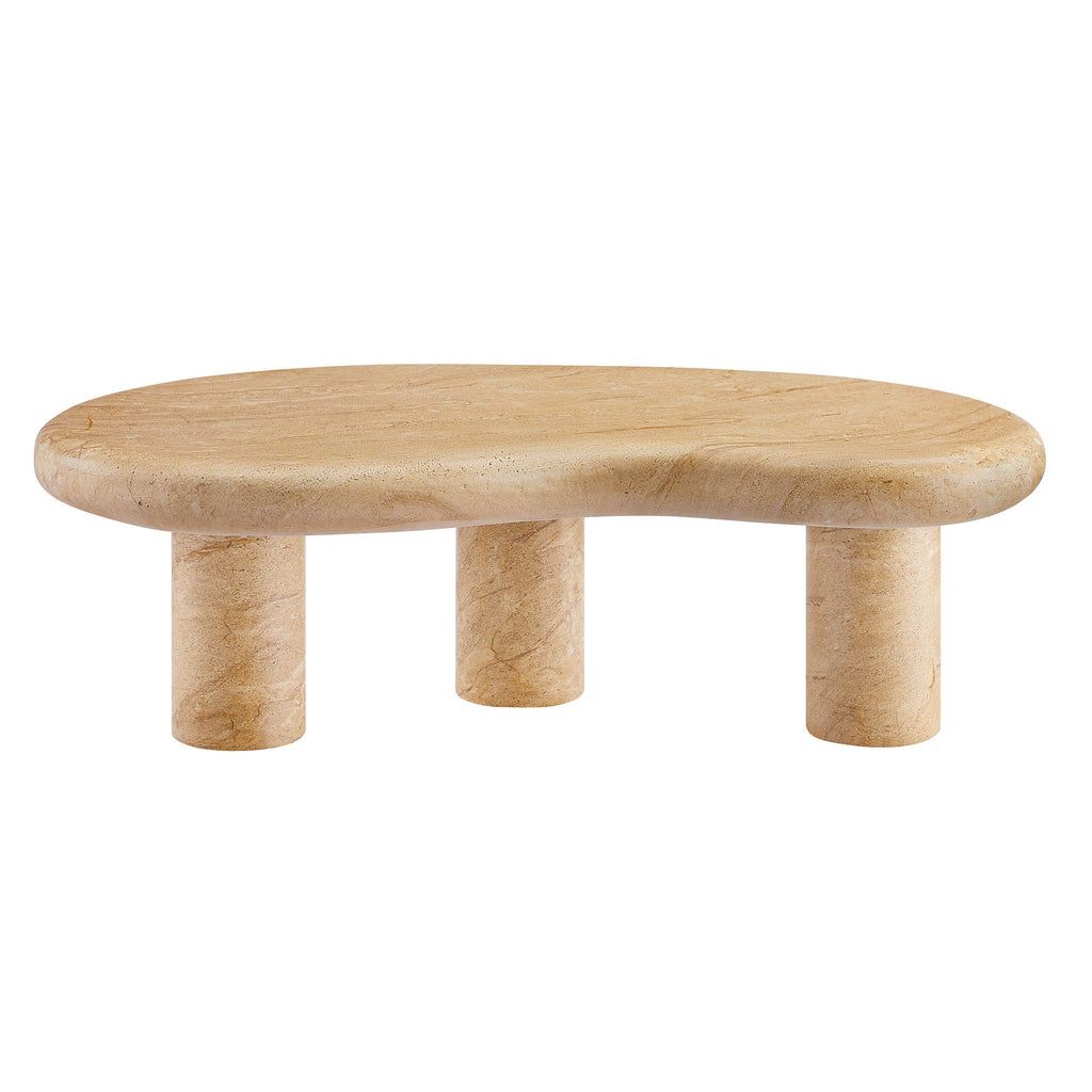 Elowen Indoor Outdoor Patio Textured Faux Travertine Coffee Table