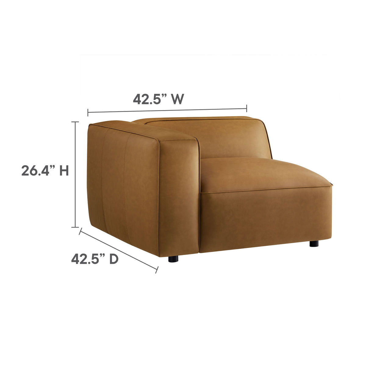 Auren 5-Piece Upholstered Vegan Leather Modular L-Shaped Sofa by Modway