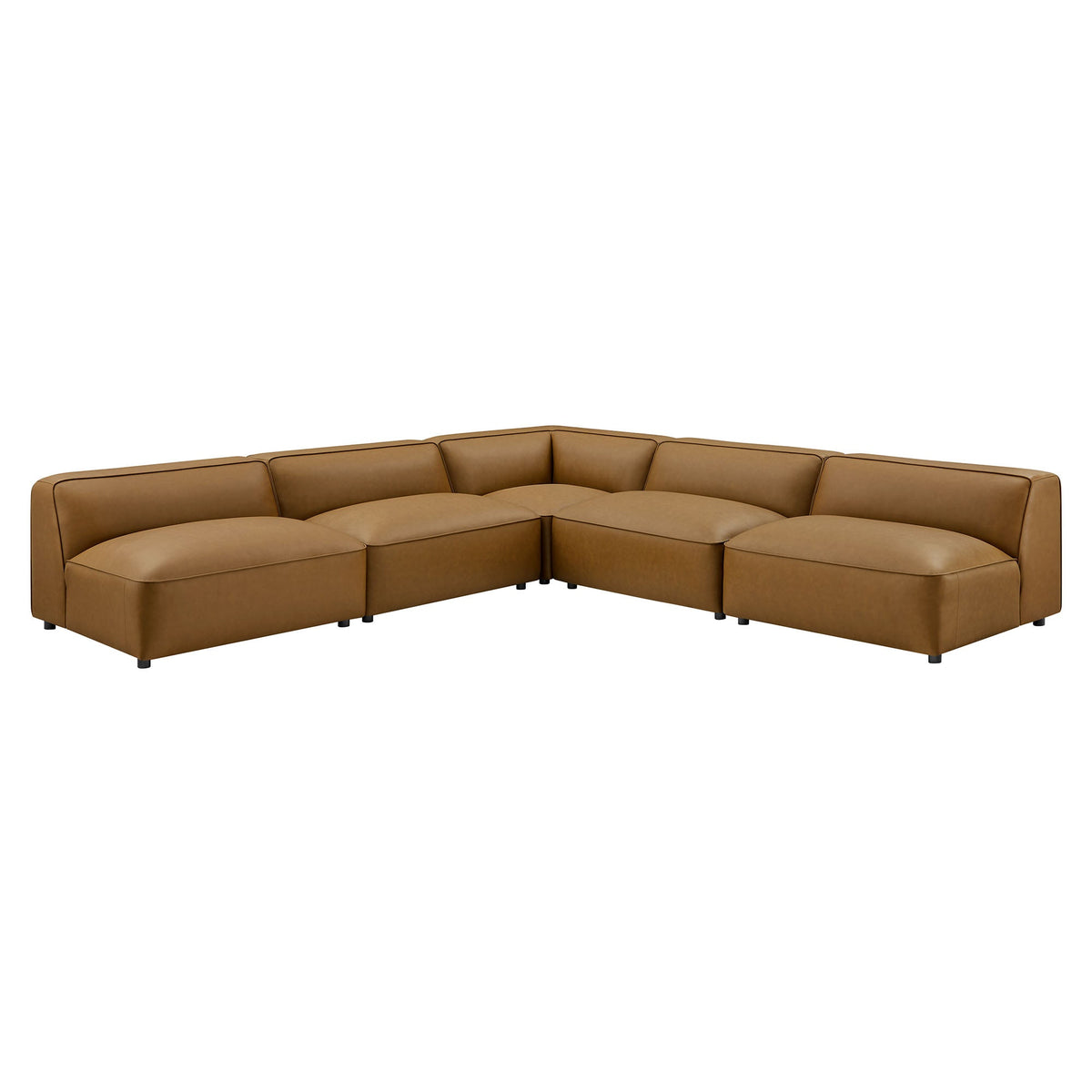 Auren 5-Piece Upholstered Armless L-Shaped Vegan Leather Modular Sofa by Modway