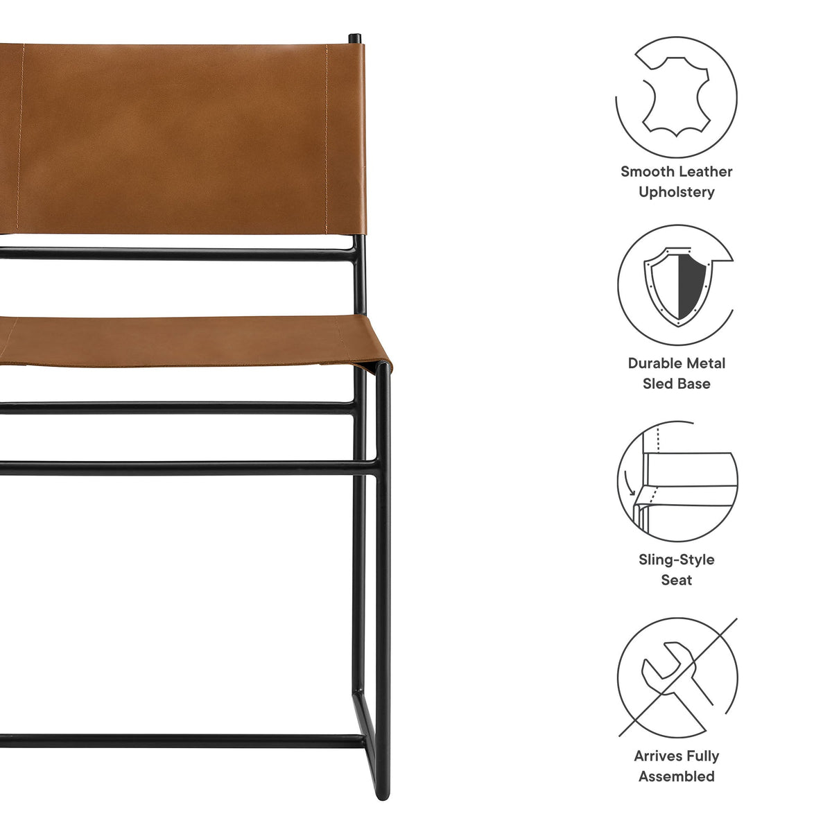 Thatcher Leather and Metal Dining Chair by Modway