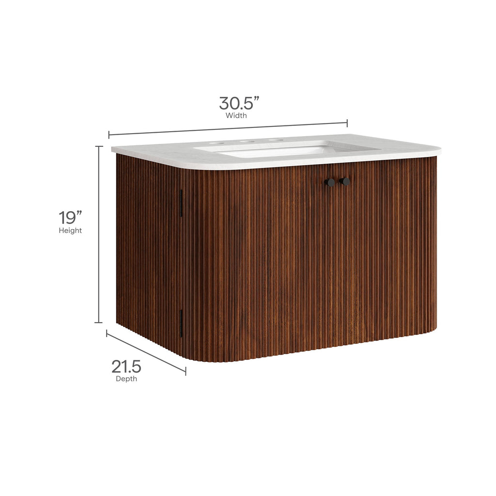 Zia 24" Wall-Mount Bathroom Vanity with Marble Sink by Modway