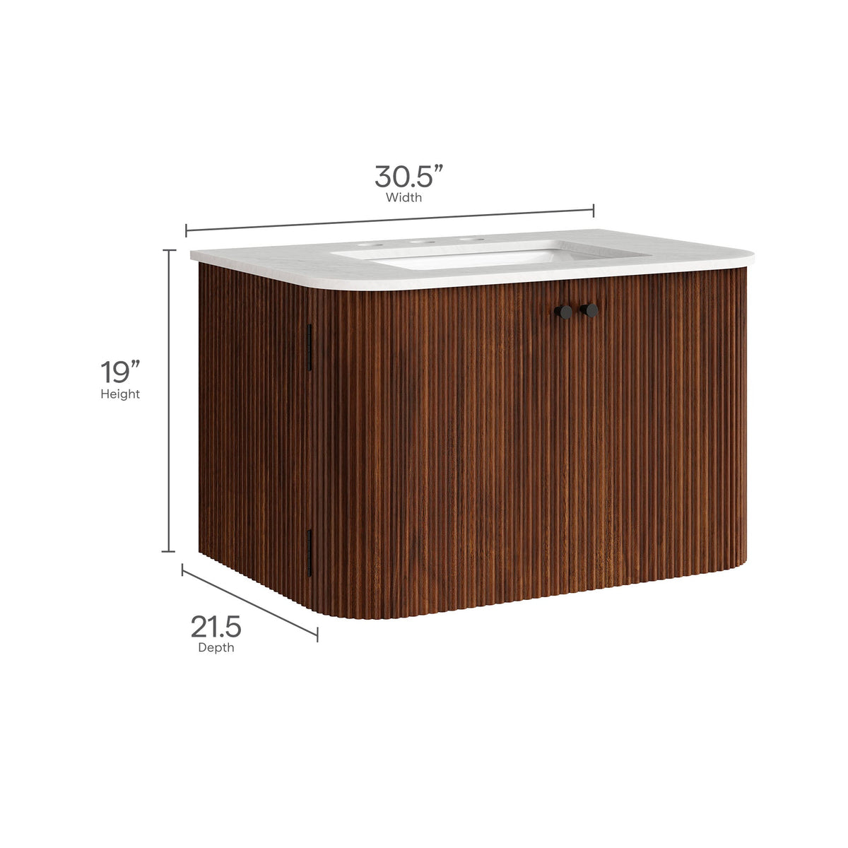 Zia 24" Wall-Mount Bathroom Vanity with Marble Sink by Modway