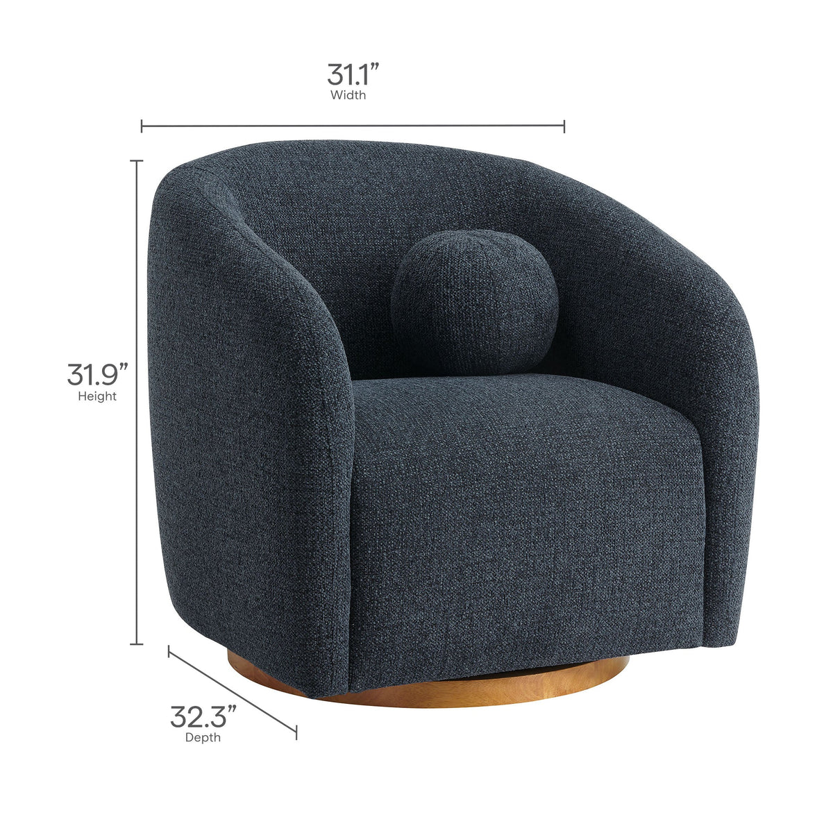 Holland Swivel Chenille Fabric Armchair by Modway