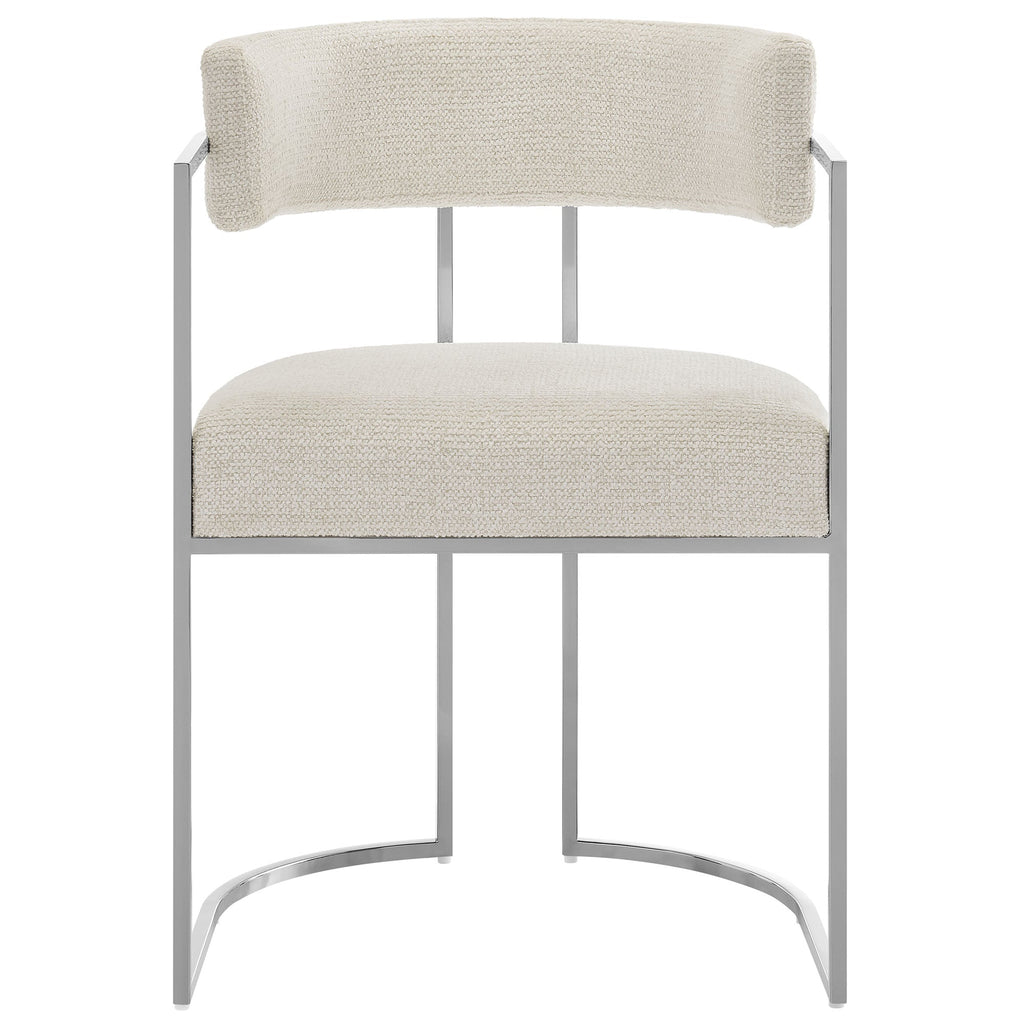Huron Curved Back Fabric and Metal Dining Accent Chair