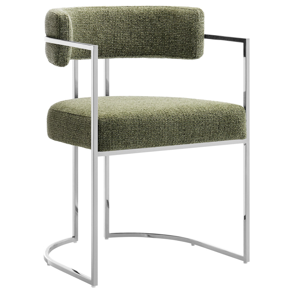Huron Curved Back Fabric and Metal Dining Accent Chair
