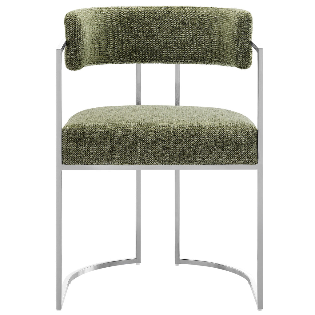 Huron Curved Back Fabric and Metal Dining Accent Chair