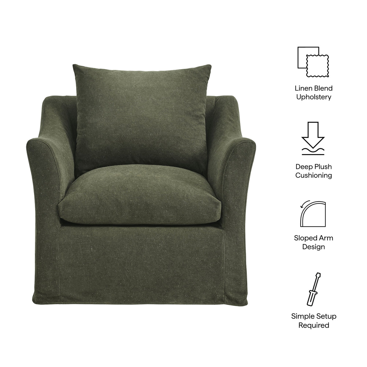 Somerset Linen Blend Slipcovered Armchair by Modway