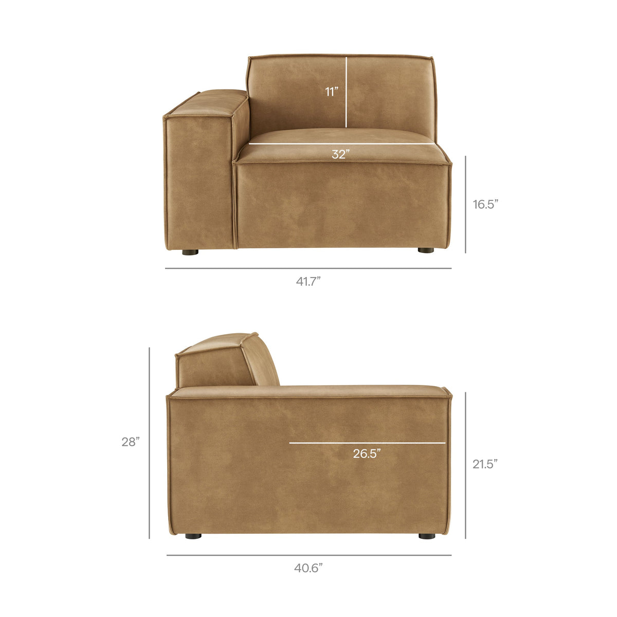 Restore Vegan Leather Left-Facing Modular Lounge Chair by Modway