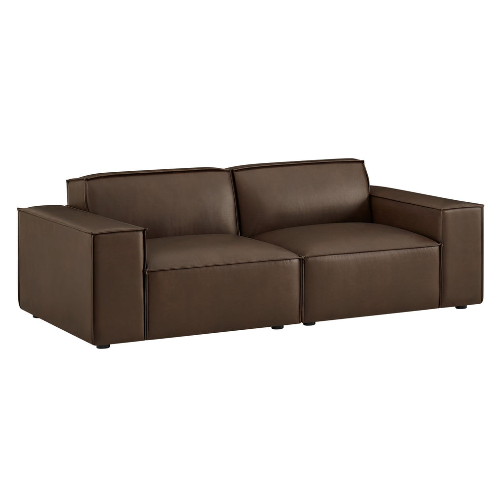 Restore 2-Piece Vegan Leather Modular Loveseat by Modway - Espresso / Toast (EEI-7404)