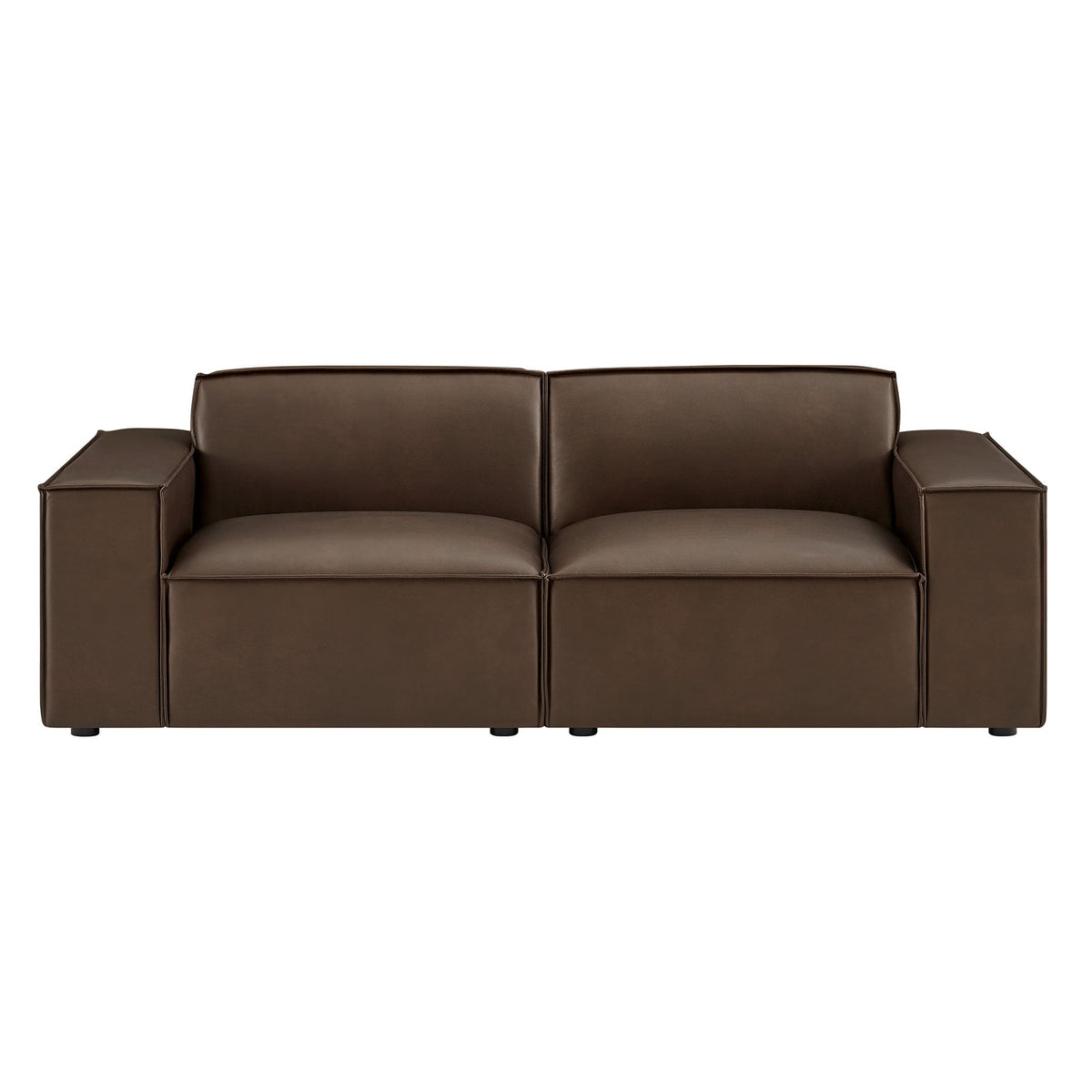 Restore 2-Piece Vegan Leather Modular Loveseat by Modway - Espresso / Toast (EEI-7404)
