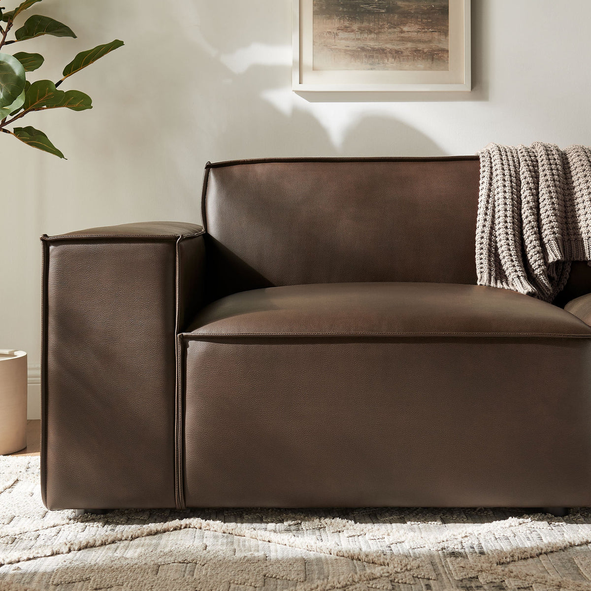 Restore 2-Piece Vegan Leather Modular Loveseat by Modway - Espresso / Toast (EEI-7404)