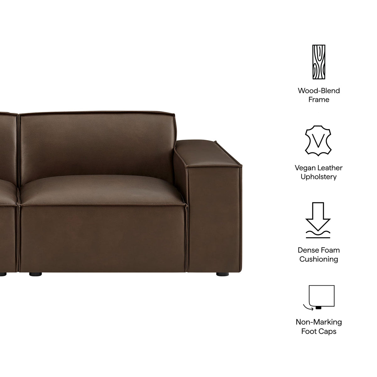 Restore 2-Piece Vegan Leather Modular Loveseat by Modway - Espresso / Toast (EEI-7404)
