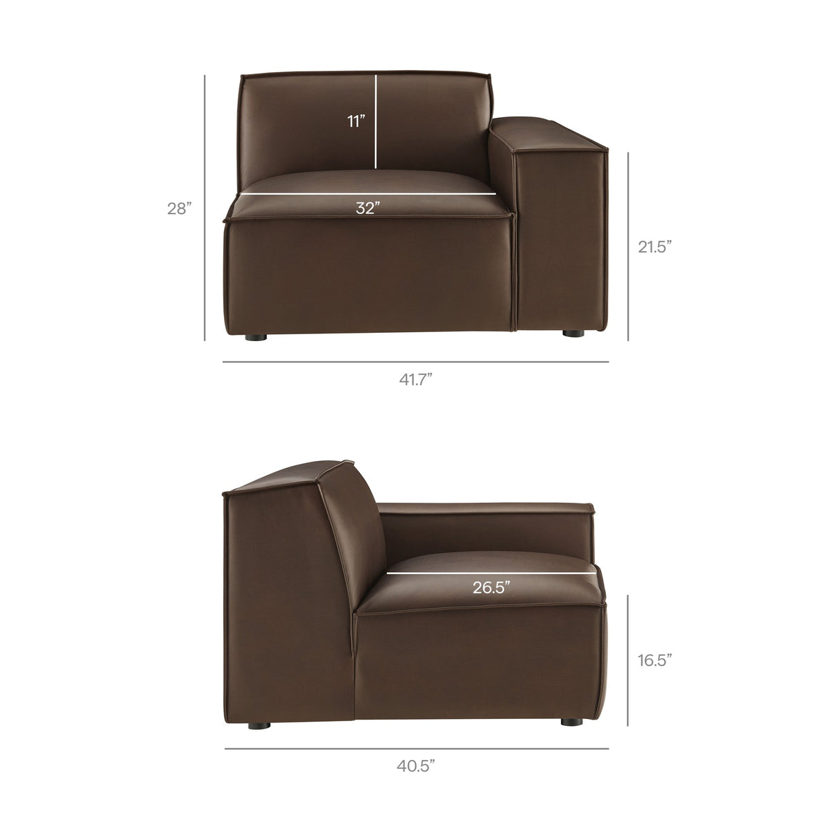 Restore 2-Piece Vegan Leather Modular Loveseat by Modway - Espresso / Toast (EEI-7404)
