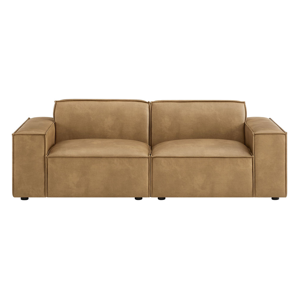Restore 2-Piece Vegan Leather Modular Loveseat by Modway - Espresso / Toast (EEI-7404)