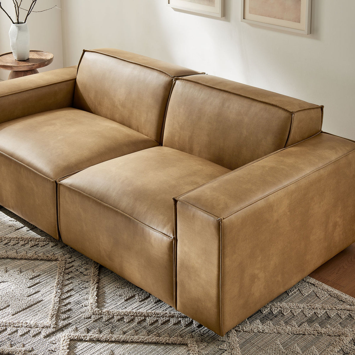 Restore 2-Piece Vegan Leather Modular Loveseat by Modway - Espresso / Toast (EEI-7404)